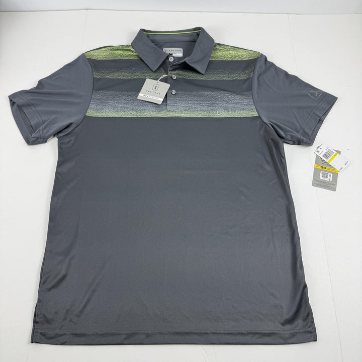 Translation missing: en.PGA Tour Golf Polo Shirt Iron Gate Gray Size Medium Men's Stitched Chest Block