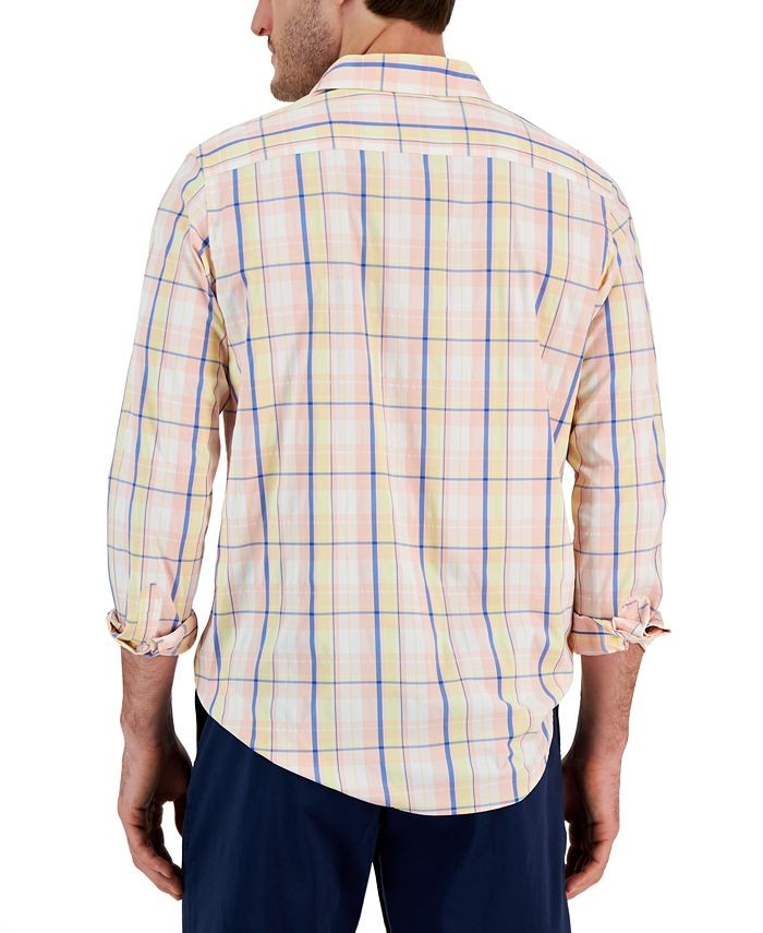 Translation missing: en.Club Room Men's Nila Classic-Fit Plaid Button-Down Tech Shirt Pink Combo-Medium