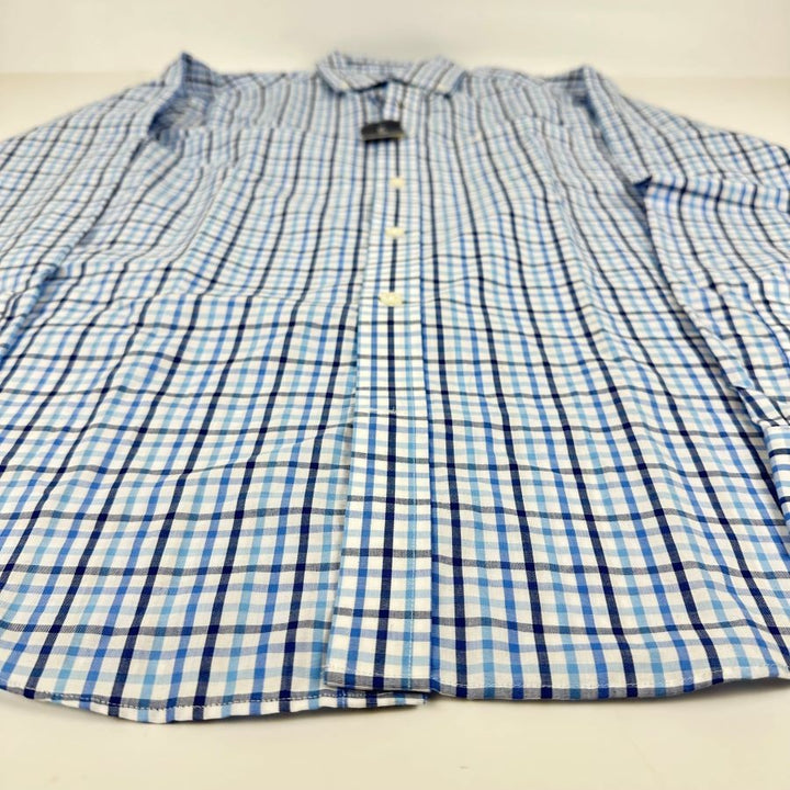 Translation missing: en.Nautica Men's Classic-Fit Plaid Oxford Button-Down Shirt Blue/White-Small