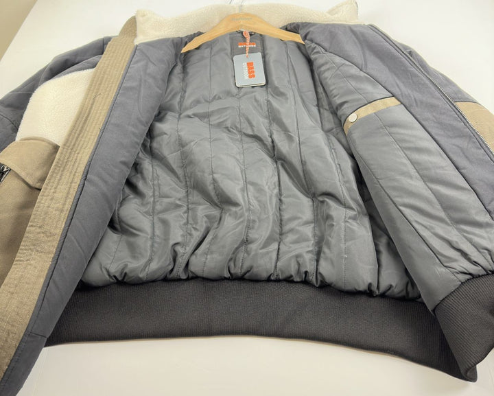 Translation missing: en.Bass Outdoor Men's Mixed-Media Full-Zip Bomber Jacket - Antique White Multi-XL