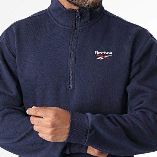 Translation missing: en.Reebok Mens Identity Quarter-Zip Fleece Sweatshirt Vector Navy Size 2XL Reg-Fit