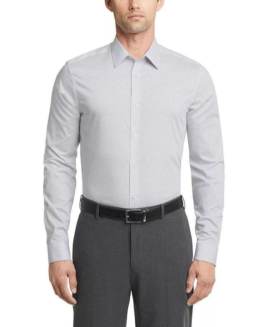 Translation missing: en.Calvin Klein Steel Plus Men's Dress Shirt Stretch Slim Fit Print Gray-15.5 34/35