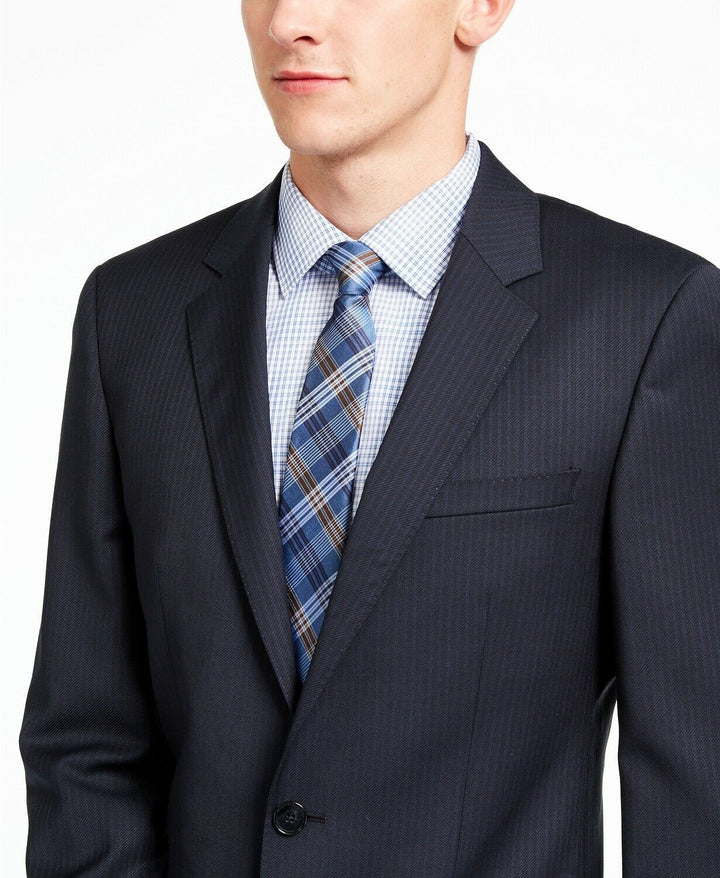 Translation missing: en.Hugo Boss Henry 182 Men's Slim-Fit Navy Blue Stripe Suit Jacket 38