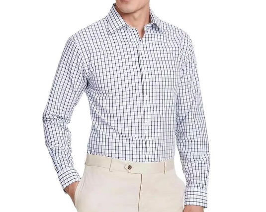 Translation missing: en.B by Brooks Brothers Men's Regular-Fit Windowpane Dress Shirt - Navy-14.5 32/33