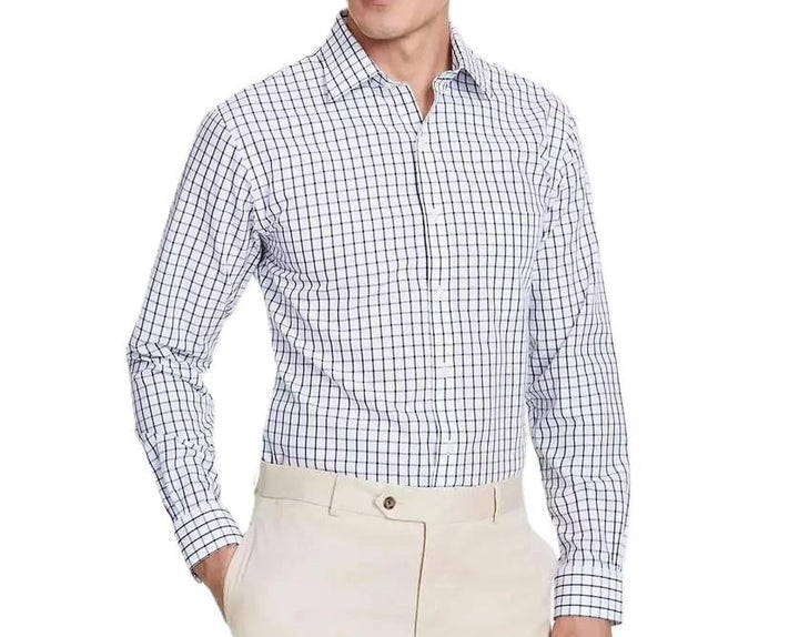 Translation missing: en.B by Brooks Brothers Men's Regular-Fit Windowpane Dress Shirt - Navy-14.5 32/33