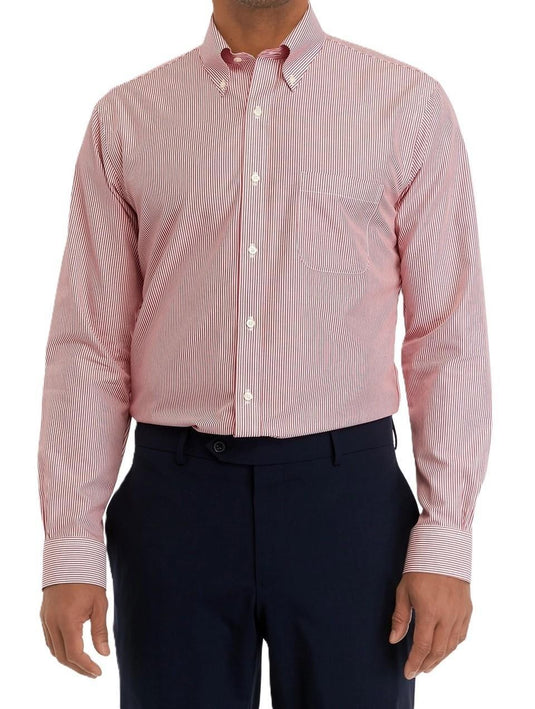 Translation missing: en.B by Brooks Brothers Regular Fit Non-Iron Stripe Dress Shirt Red-16 34-35