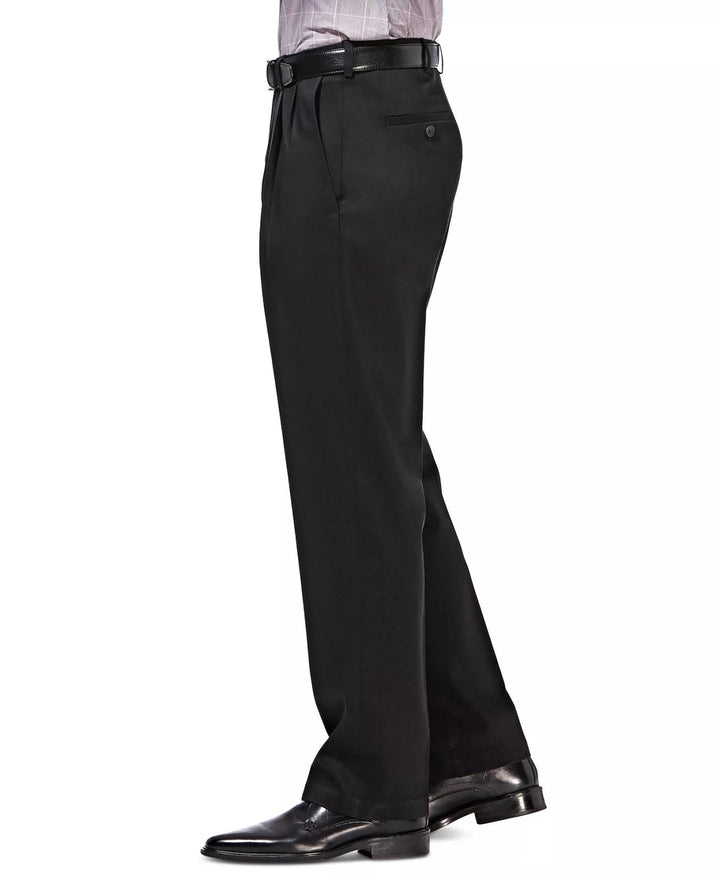 Translation missing: en.Haggar Men's Premium No Iron Khaki Classic Fit Pleat Pants Stretch Black-38x29