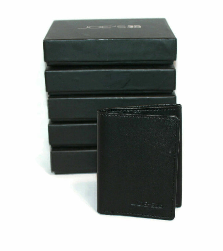 Translation missing: en.Joe's Jeans Men's Lambskin Leather RFID Trifold Wallets Black, Brown &amp; Cognac