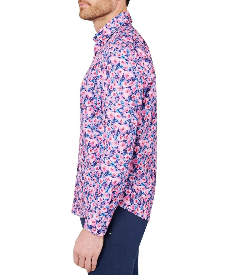 Translation missing: en.Society of Threads Men's Slim-Fit Pink Floral Performance Button Down Shirt-2XL