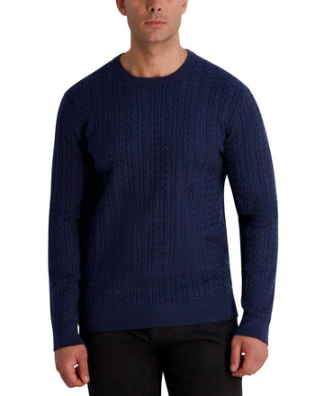 Translation missing: en.Karl Lagerfeld Paris Men's Crewneck Sweater Cable Knit Reg Fit Dark Navy-2XL
