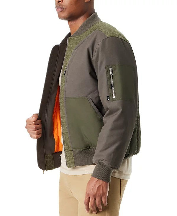 Translation missing: en.Bass Outdoor Bomber Jacket Mens Small Green Hero Mixed Media Zip-Front Bomber