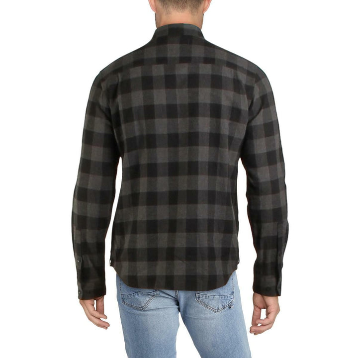 Translation missing: en.J Brand Mens Duona Cotton Plaid Button-Down Shirt Black/Coal-XL