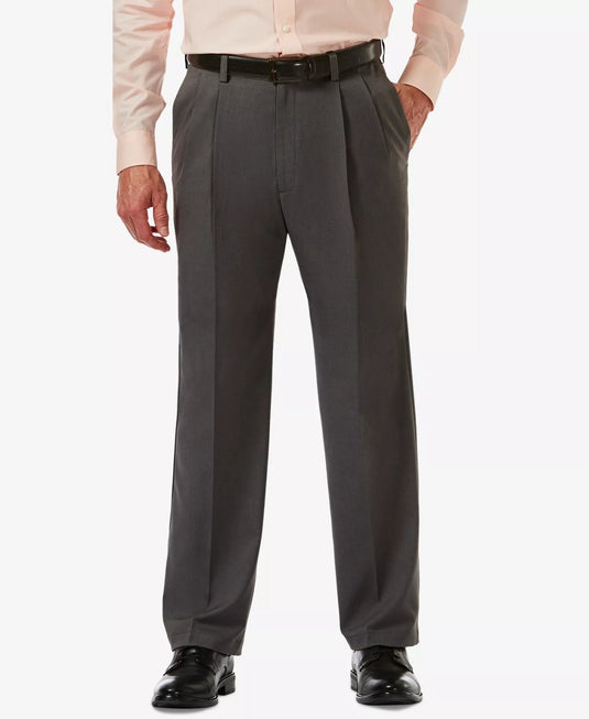 Translation missing: en.Haggar Men's Cool 18Pro Reg-Fit Expand Waist Pleated Dress Pants Charcoal-42/29