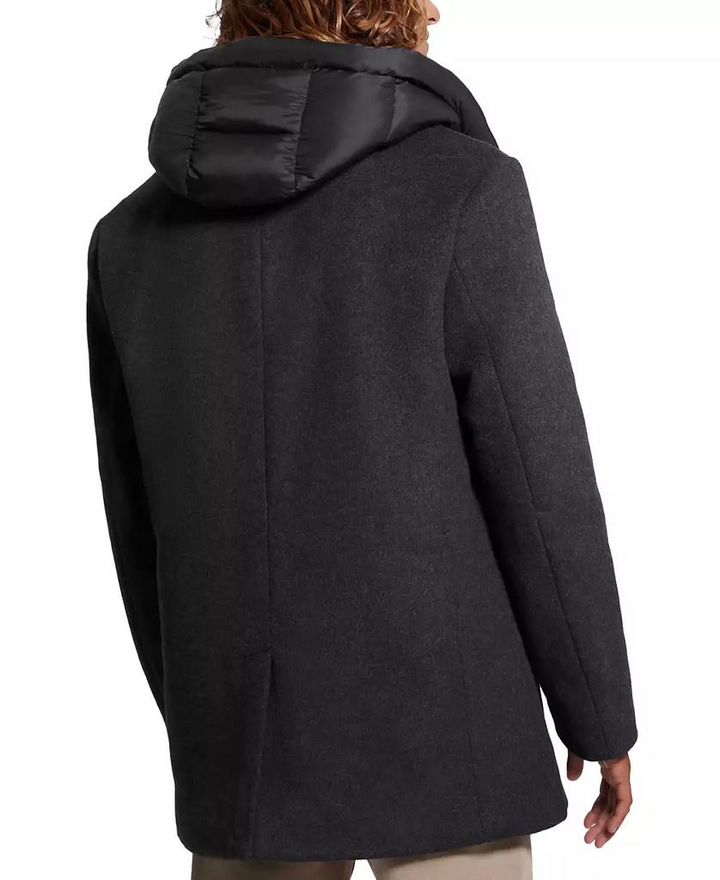 Translation missing: en.Guess Men's Jeff DB Peacoat Removable Nylon Hooded Inset Downey Heather Grey-2XL