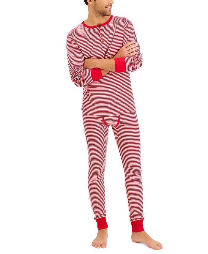 Translation missing: en.Hanes Men's Long John Sleep Pajamas, 2-Piece Set - Light Red-2XL