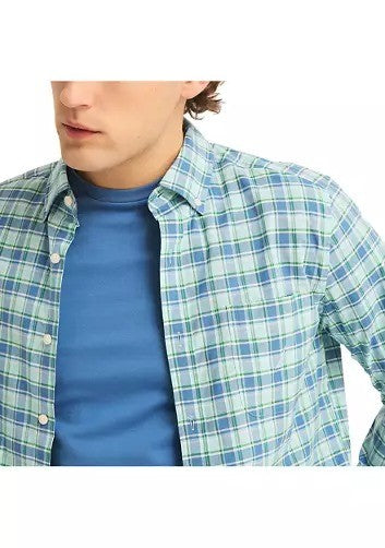 Translation missing: en.Nautica Men's Classic-Fit Plaid Button-Down Shirt - Antigua Surf-Small