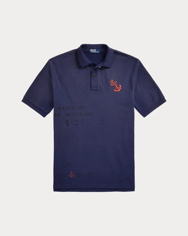 Translation missing: en.Polo Ralph Lauren Mens Big &amp; Tall Cotton Mesh Graphic Polo Shirt Dark Cobalt-4XB