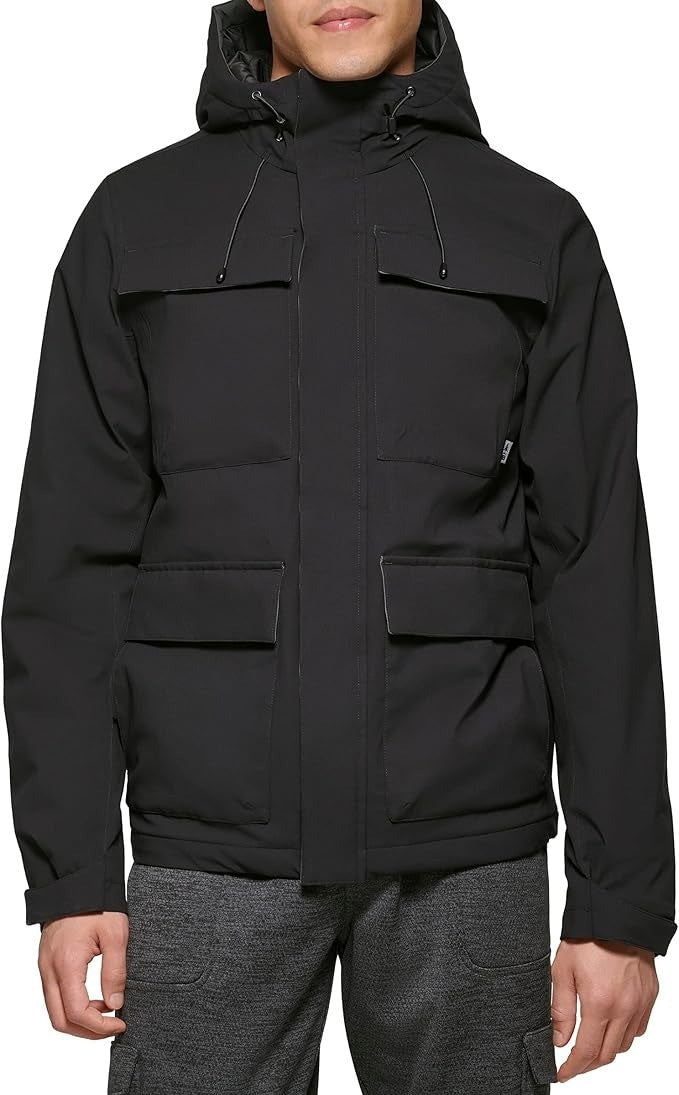 Translation missing: en.Bass Outdoor Men's Storm Rider Hooded Tech Utility Jacket Black-2XL