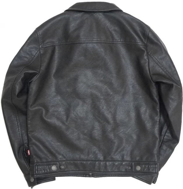 Translation missing: en.Levi's Men's Faux Leather Snap-Zip Front Water-Resistant Jacket - Black-XL