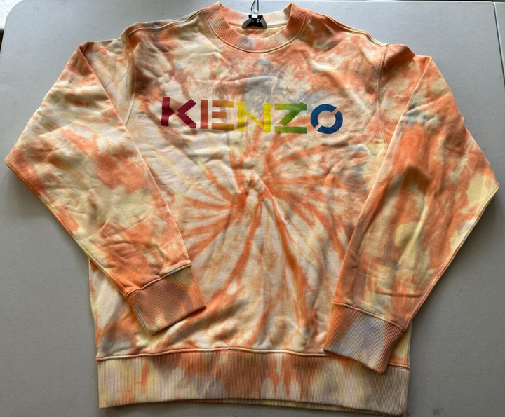 Translation missing: en.Kenzo Men's Cotton Tie Dyed Logo Print Classic Fit Crewneck Sweatshirt Peach-Sm