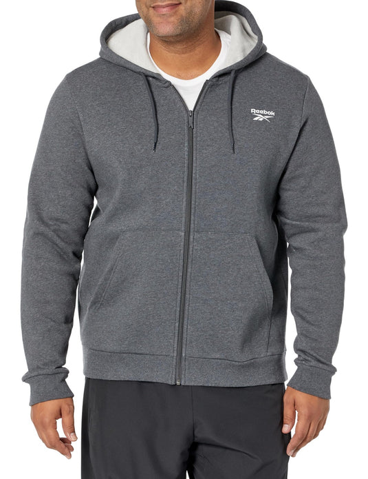 Translation missing: en.Reebok Identity Full-Zipper Sweatshirt Dark Grey Heather Size Small Fleece Logo