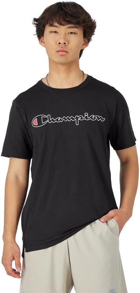 Translation missing: en.Champion Men's MVP Script Logo Short-Sleeve Crewneck T-Shirt - Black-Small