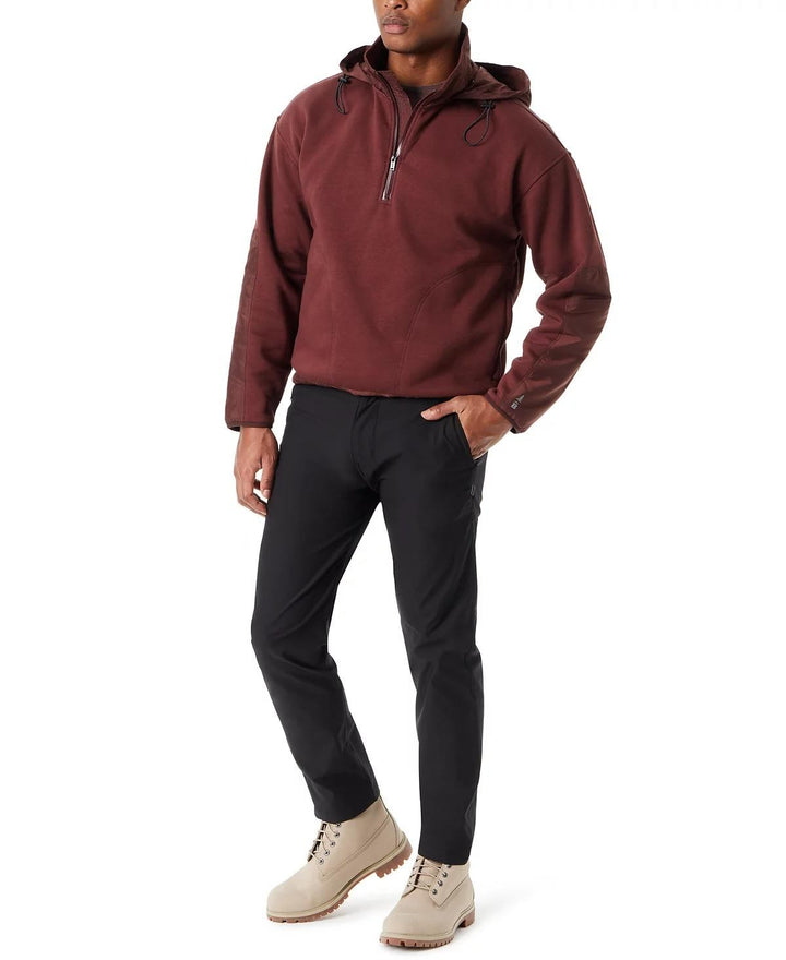 Translation missing: en.Bass Outdoor Men's Reg-Fit Convertible Hood 1/4-Zip Sweatshirt Rum Raisin-XL New