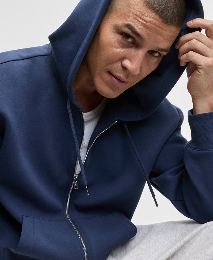 Translation missing: en.Mode of One Men's Full-Zip Scuba Knit Hoodie Caspian Blue Relaxed Fit- Medium