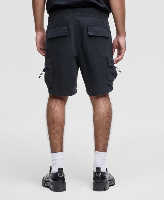 Translation missing: en.Mode of One Men's Relaxed-Fit Crinkled 7" Cargo Shorts Cotton Blend Black-2XL