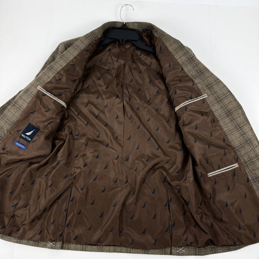 Translation missing: en.Nautica Men's Modern-Fit Branford Plaid Sport Coat Brown Blue Plaid-36S