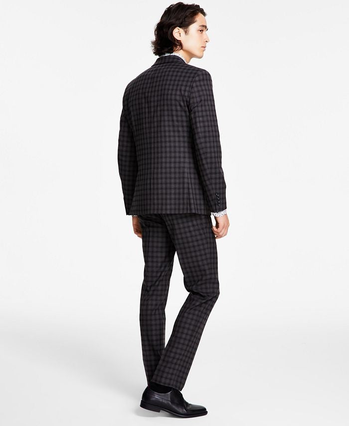 Translation missing: en.Bar III Men's Skinny-Fit Stretch Check Dress Pants in Brown Check-32x32