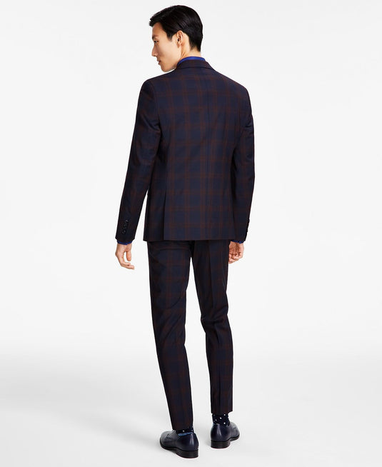 Translation missing: en.Bar III Men's Slim-Fit Wool Blend Plaid Suit Jacket Only in Burgundy/Blue-38R