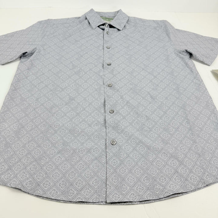 Translation missing: en.PGA Tour Men's Medallion-Print Button-Up Golf Shirt - Tradewinds Gray-2XL