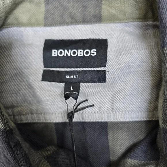 Translation missing: en.Bonobos Flannel Shirt Olive Green Buffalo Plaid Size Large Mens Slim-Fit