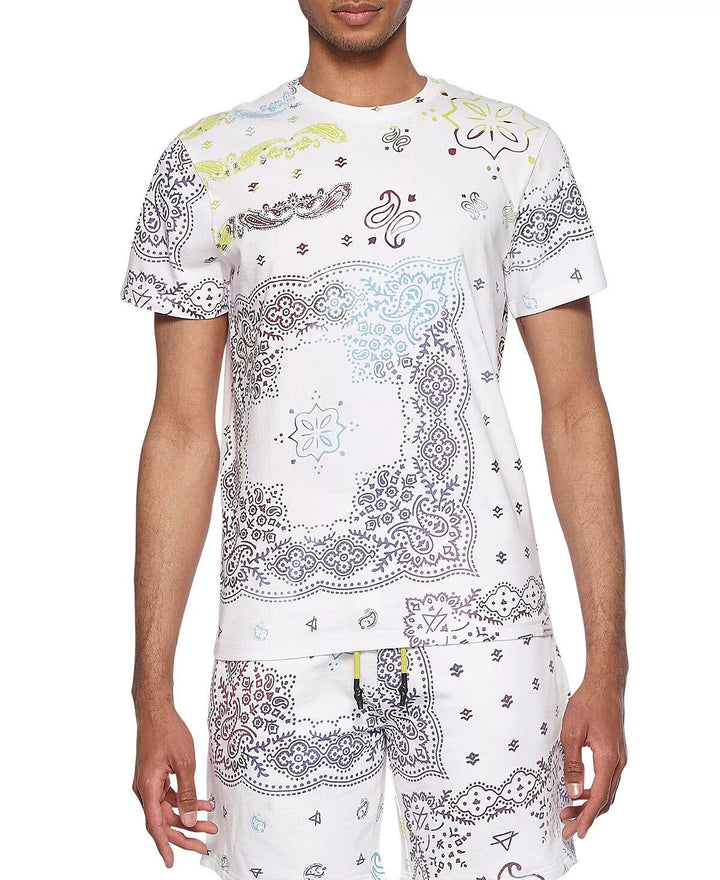 Translation missing: en.Eleven Paris Men's AOP Paisley Bandana Graphic T-Shirt White-Size Small