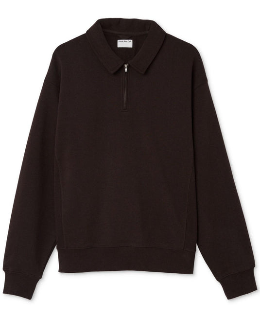 Translation missing: en.Frank And Oak Men's Loose-Fit 1/2-Zip French Terry Sweatshirt Chocolate Torte-XL