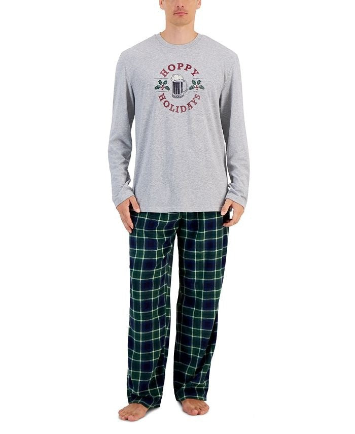 Translation missing: en.Club Room Men's Holiday Plaid Fleece Pajama Top &amp; Pants Set Green Multi-Small
