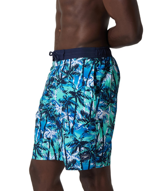 Translation missing: en.Speedo Men's Hawaiian Sky Bondi Basin Palm Print 9" Boardshorts Blue-Small