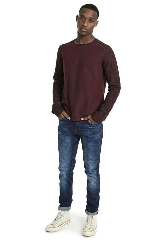 Translation missing: en.Buffalo David Bitton Men's Wuqui Contrast Raglan Sleeve Sweater in Oxblood-Small
