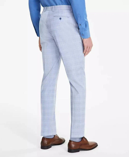 Translation missing: en.Alfani Dress Pants Mens 34x34 Lt Blue Plaid Slim-Fit Stretch Alfatech Breathable