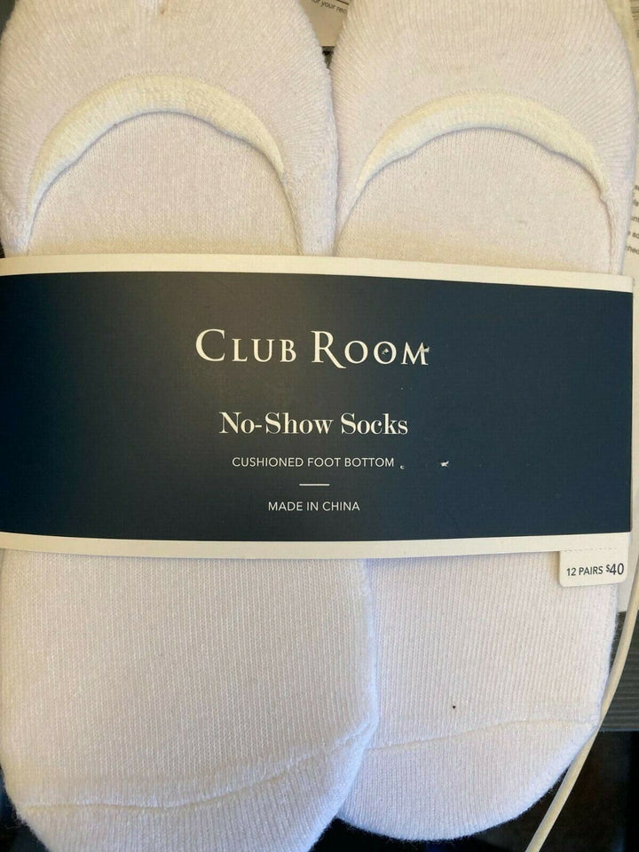 Translation missing: en.Club Room Men's No Show Socks - 12-Pack in White-Sock Size 10-13 Shoe 7-12