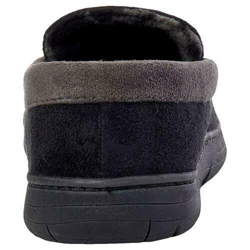 Translation missing: en.Haggar Mens Microsuede Venetian Slipper Plaid Fleece Lining Black-M 8- 9