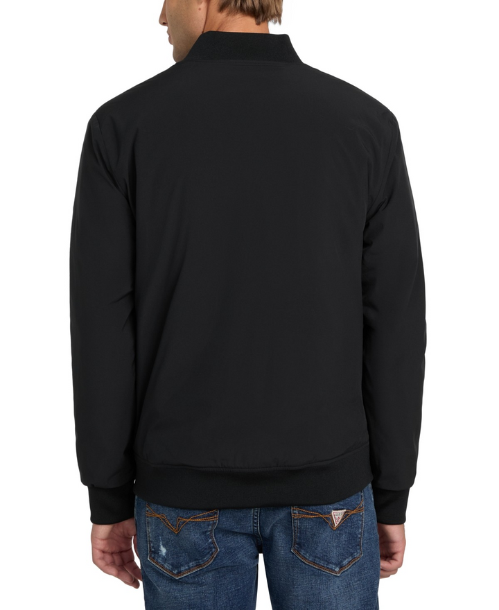 Translation missing: en.Guess Men's Bomber Jacket Size Small Jet Black Lightweight Logo Full-Zip Stretch