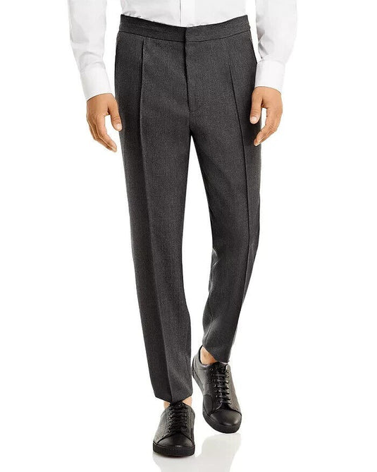 Translation missing: en.Boss Men's Hesten Peyson Straight FitVirgin Wool Pants Grey-Unfinished Hem-32R
