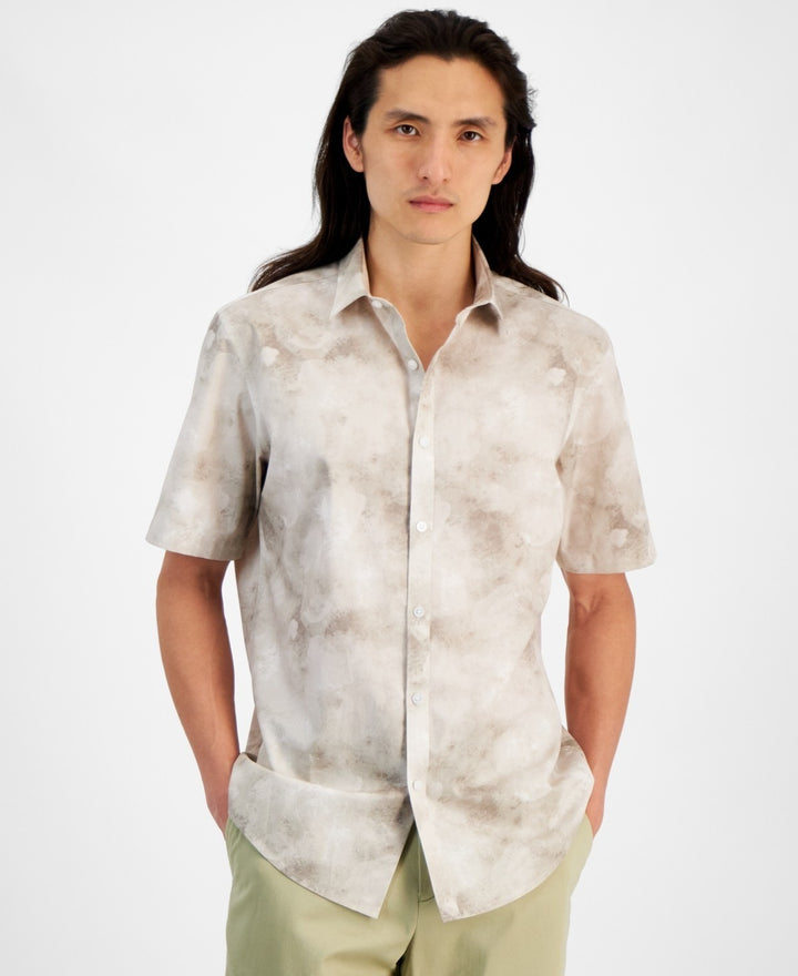 Translation missing: en.Alfani Men's Regular-Fit Stretch Watercolor Petal-Print Poplin Shirt Multi-Small