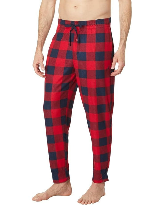 Translation missing: en.Nautica Men's Relaxed Fit 2PC Waffle Buffalo Plaid Pajama Set, Nautica Red-XL