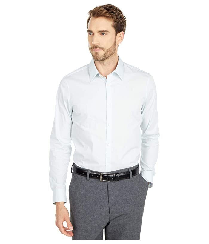 Translation missing: en.Calvin Klein Men's Stretch Cotton Blend Button-Down Shirt in Grey Illusion-2XL