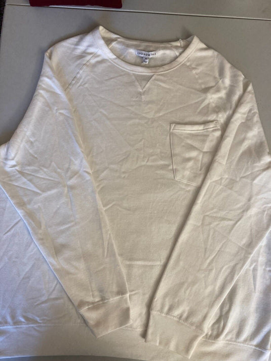 Translation missing: en.And Now This Men's Fleece Crewneck Pocket Sweatshirt in Off White-Size 2XL