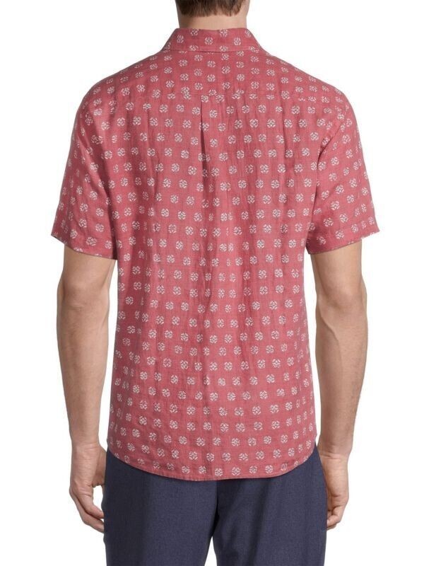 Translation missing: en.Peter Millar Men's Kiva Beach Linen Sport Shirt in Fruit Punch Red - Size Medium