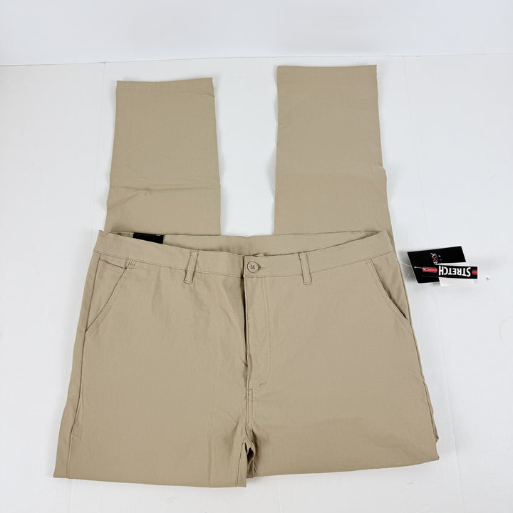 Translation missing: en.Galaxy Men's Chinos 36x30 Khaki Slim Fit Stretch Flat Front Performance